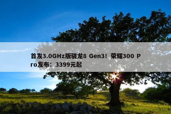 首发3.0GHz版骁龙8 Gen3！荣耀300 Pro发布：3399元起