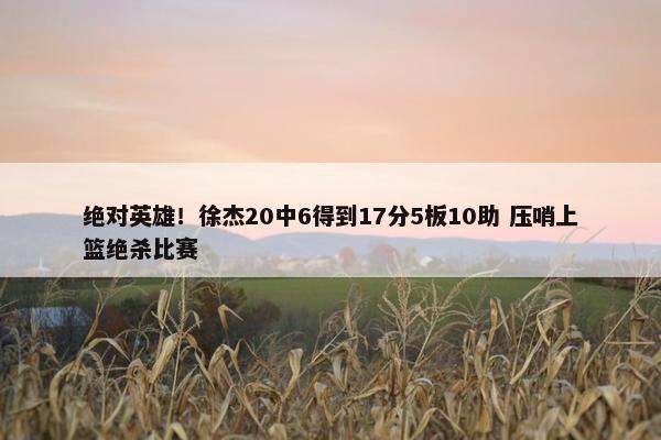 绝对英雄！徐杰20中6得到17分5板10助 压哨上篮绝杀比赛