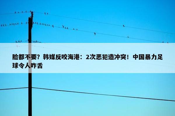 脸都不要？韩媒反咬海港：2次恶犯造冲突！中国暴力足球令人咋舌