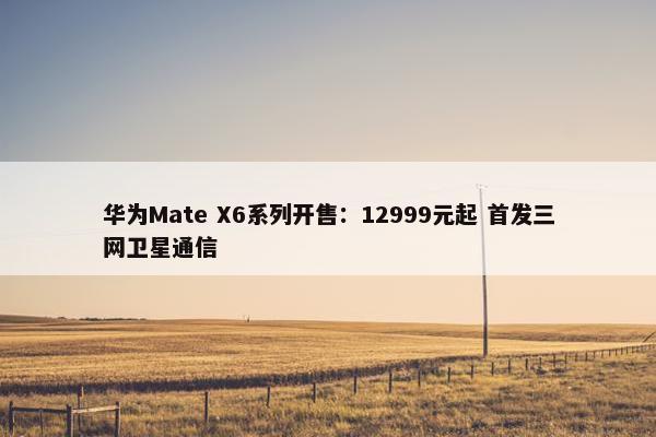 华为Mate X6系列开售：12999元起 首发三网卫星通信