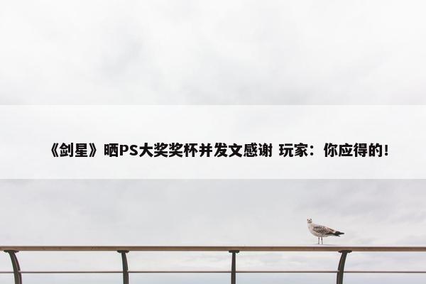 《剑星》晒PS大奖奖杯并发文感谢 玩家：你应得的！