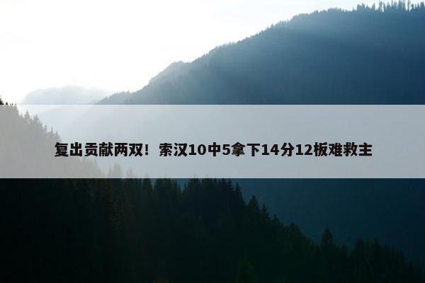 复出贡献两双！索汉10中5拿下14分12板难救主