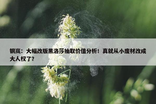 钢岚：大幅改版黑洛莎抽取价值分析！真就从小废材改成大人权了？