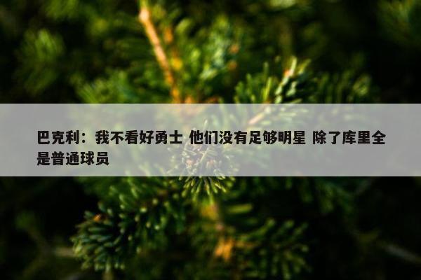 巴克利：我不看好勇士 他们没有足够明星 除了库里全是普通球员