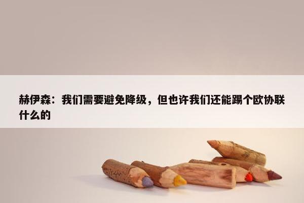 赫伊森：我们需要避免降级，但也许我们还能踢个欧协联什么的