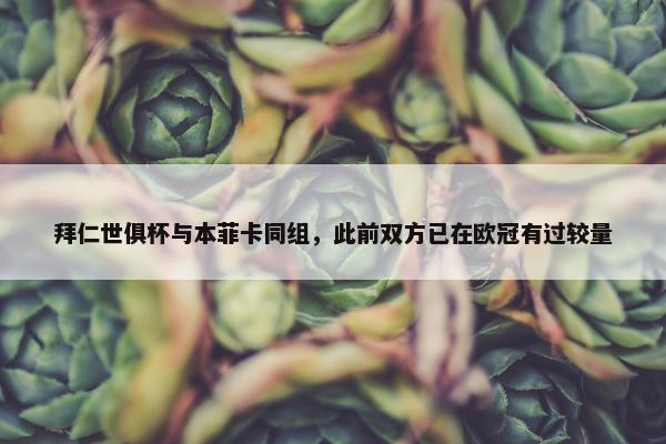 拜仁世俱杯与本菲卡同组，此前双方已在欧冠有过较量