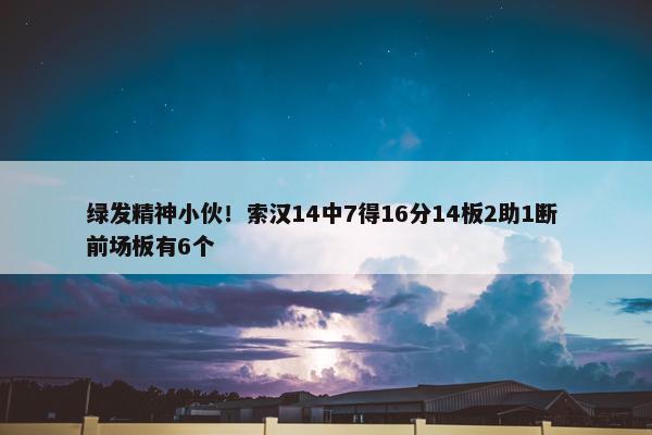 绿发精神小伙！索汉14中7得16分14板2助1断 前场板有6个