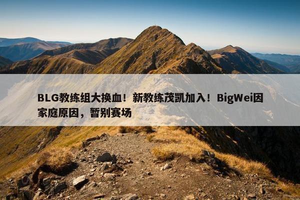 BLG教练组大换血！新教练茂凯加入！BigWei因家庭原因，暂别赛场