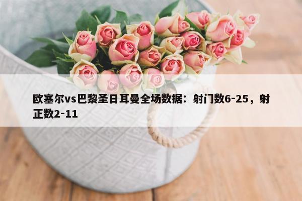 欧塞尔vs巴黎圣日耳曼全场数据：射门数6-25，射正数2-11