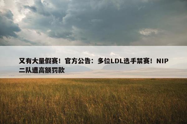 又有大量假赛！官方公告：多位LDL选手禁赛！NIP二队遭高额罚款