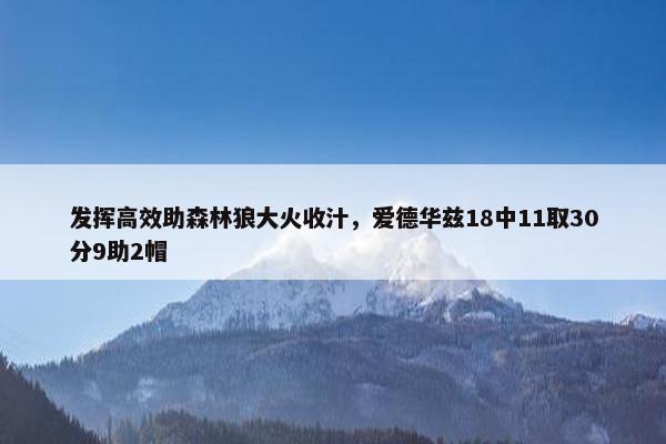 发挥高效助森林狼大火收汁，爱德华兹18中11取30分9助2帽