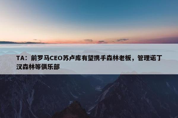 TA：前罗马CEO苏卢库有望携手森林老板，管理诺丁汉森林等俱乐部