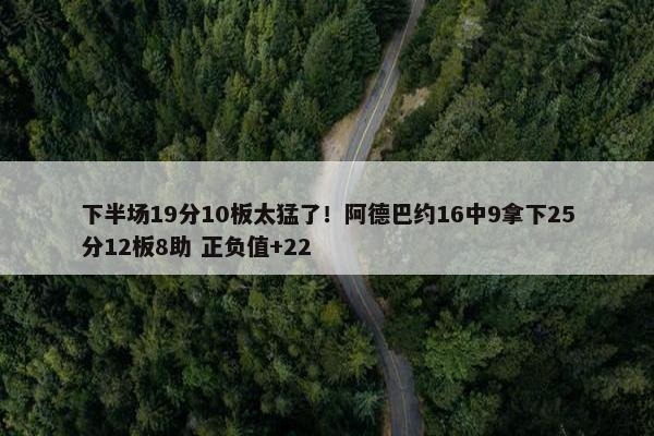 下半场19分10板太猛了！阿德巴约16中9拿下25分12板8助 正负值+22