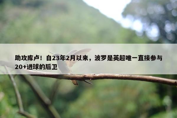 助攻库卢！自23年2月以来，波罗是英超唯一直接参与20+进球的后卫