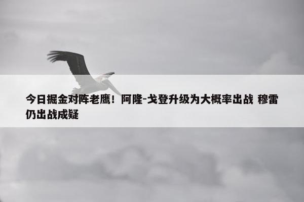 今日掘金对阵老鹰！阿隆-戈登升级为大概率出战 穆雷仍出战成疑