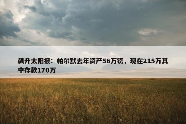 飙升太阳报：帕尔默去年资产56万镑，现在215万其中存款170万