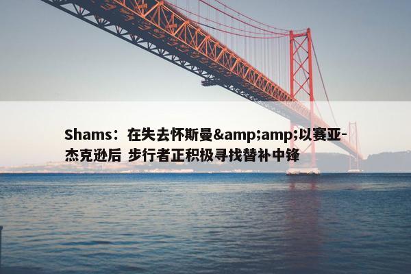 Shams：在失去怀斯曼&amp;以赛亚-杰克逊后 步行者正积极寻找替补中锋