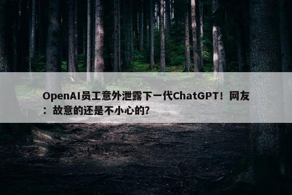 OpenAI员工意外泄露下一代ChatGPT！网友：故意的还是不小心的？