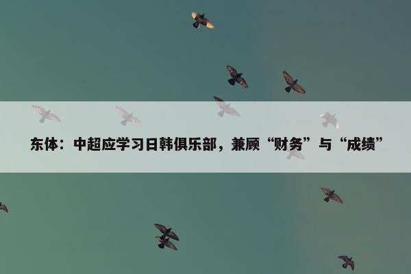 东体：中超应学习日韩俱乐部，兼顾“财务”与“成绩”