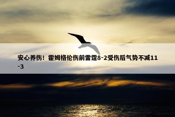 安心养伤！霍姆格伦伤前雷霆8-2受伤后气势不减11-3