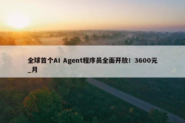 全球首个AI Agent程序员全面开放！3600元_月