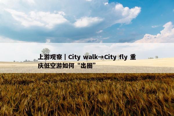 上游观察｜City walk→City fly 重庆低空游如何“出圈”