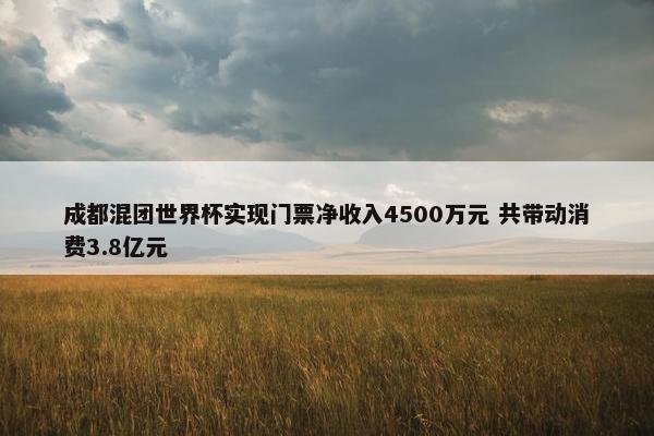 成都混团世界杯实现门票净收入4500万元 共带动消费3.8亿元