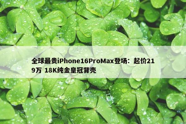 全球最贵iPhone16ProMax登场：起价219万 18K纯金皇冠背壳