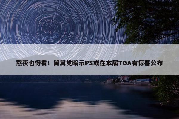 熬夜也得看！舅舅党暗示PS或在本届TGA有惊喜公布