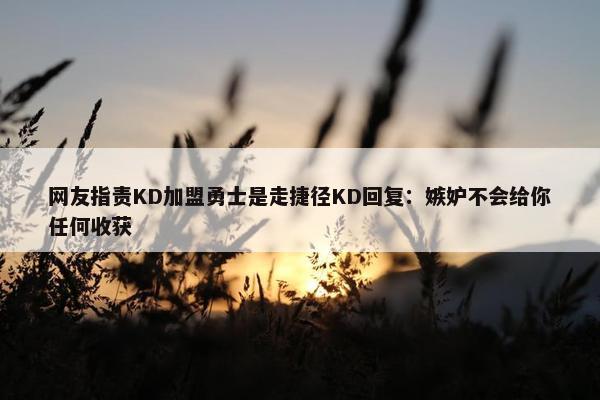 网友指责KD加盟勇士是走捷径KD回复：嫉妒不会给你任何收获