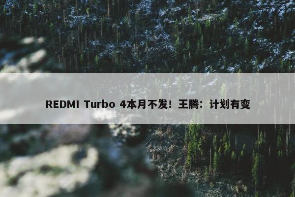 REDMI Turbo 4本月不发！王腾：计划有变