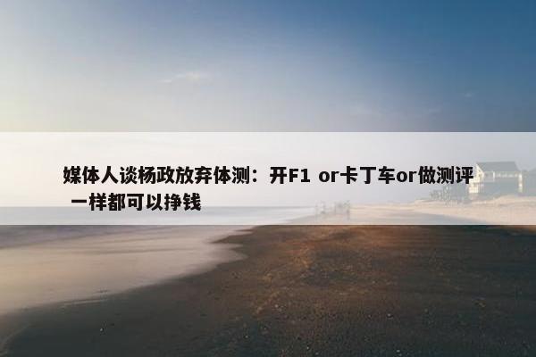 媒体人谈杨政放弃体测：开F1 or卡丁车or做测评 一样都可以挣钱