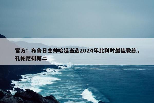 官方：布鲁日主帅哈延当选2024年比利时最佳教练，孔帕尼排第二