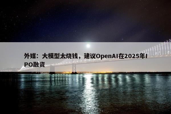 外媒：大模型太烧钱，建议OpenAI在2025年IPO融资