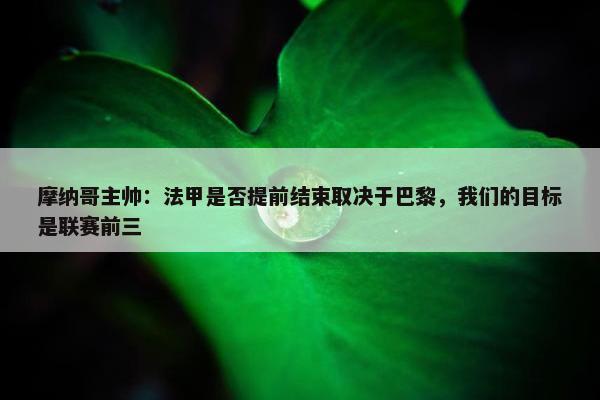 摩纳哥主帅：法甲是否提前结束取决于巴黎，我们的目标是联赛前三