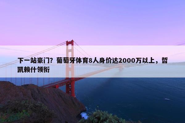 下一站豪门？葡萄牙体育8人身价达2000万以上，哲凯赖什领衔