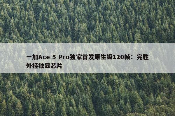 一加Ace 5 Pro独家首发原生级120帧：完胜外挂独显芯片