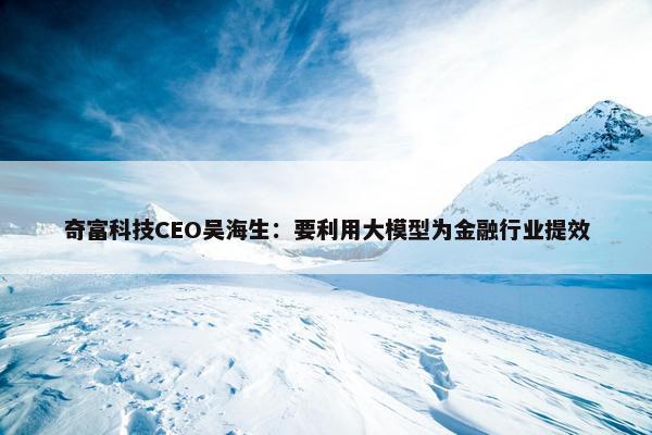 奇富科技CEO吴海生：要利用大模型为金融行业提效