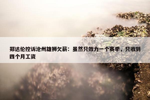 郑达伦控诉沧州雄狮欠薪：虽然只效力一个赛季，只收到四个月工资