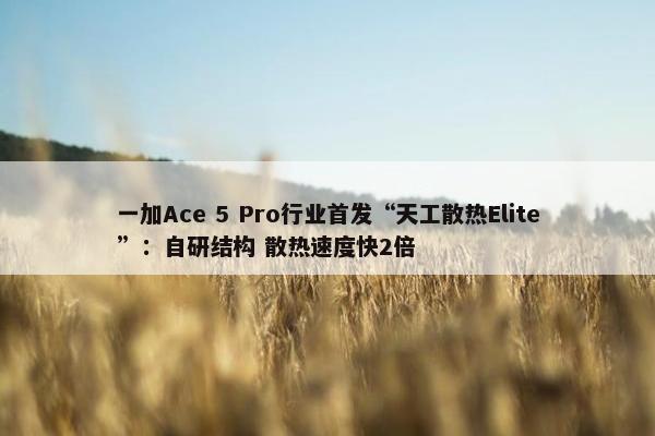 一加Ace 5 Pro行业首发“天工散热Elite”：自研结构 散热速度快2倍