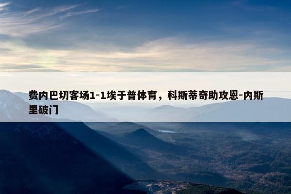 费内巴切客场1-1埃于普体育，科斯蒂奇助攻恩-内斯里破门