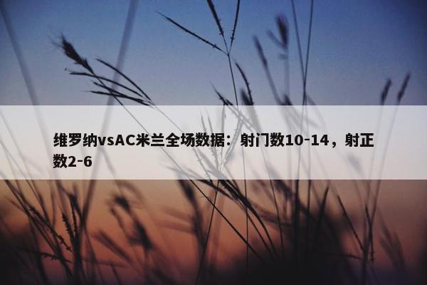 维罗纳vsAC米兰全场数据：射门数10-14，射正数2-6