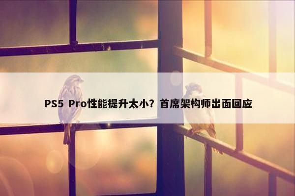 PS5 Pro性能提升太小？首席架构师出面回应