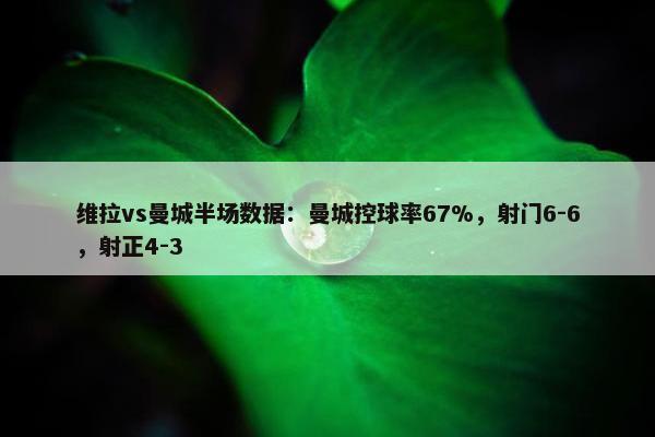 维拉vs曼城半场数据：曼城控球率67%，射门6-6，射正4-3