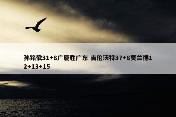 孙铭徽31+8广厦胜广东 吉伦沃特37+8莫兰德12+13+15