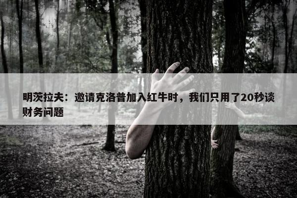 明茨拉夫：邀请克洛普加入红牛时，我们只用了20秒谈财务问题