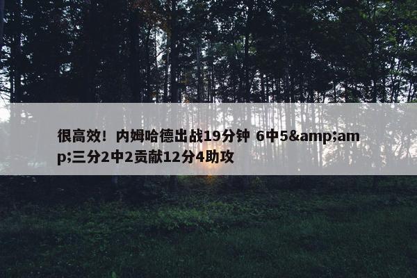 很高效！内姆哈德出战19分钟 6中5&amp;三分2中2贡献12分4助攻