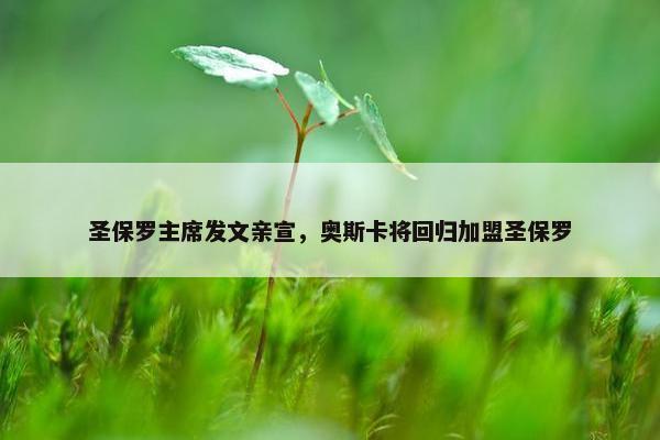 圣保罗主席发文亲宣，奥斯卡将回归加盟圣保罗