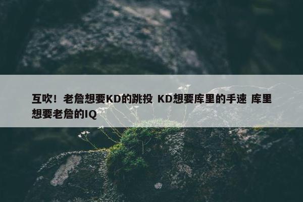 互吹！老詹想要KD的跳投 KD想要库里的手速 库里想要老詹的IQ